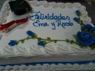 blue roses grad cake