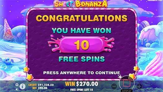 free spin sweet bonanza